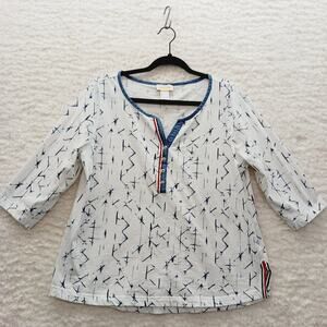 Blouse Henley Blouse Size 12 Whimsycore Preppy Casual Retro Nautical Cruise Y2K